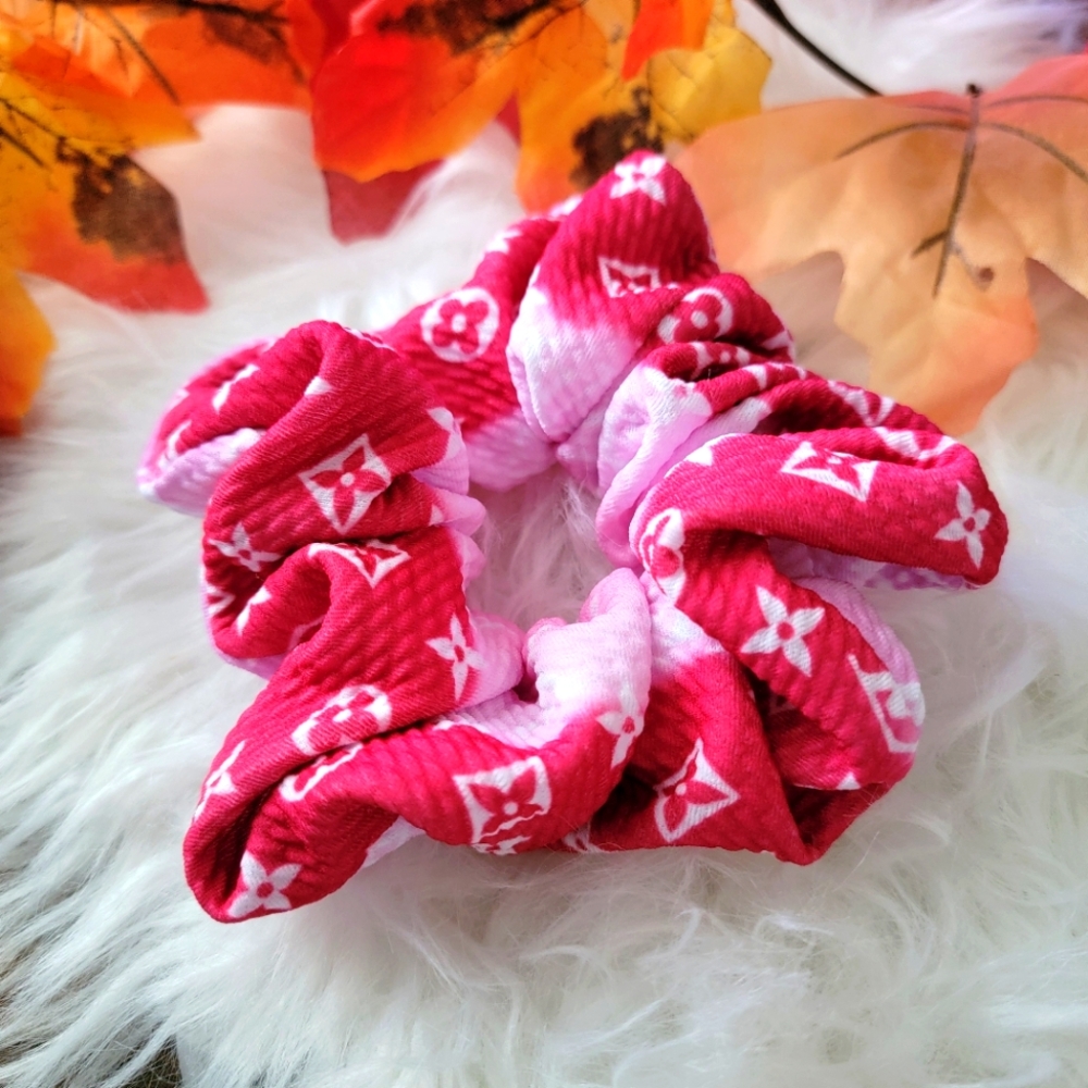 Last One! Elegant Pink Mono Patterned Hair Tie